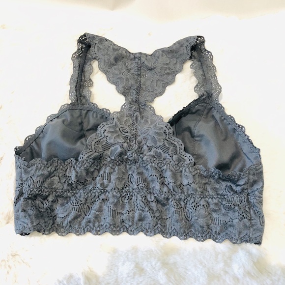 Bralette Gray Lace Racerback - Picture 4 of 7